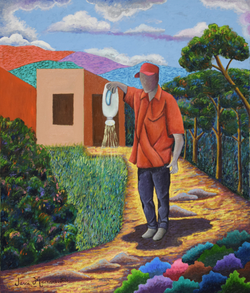 Regando a Horta Medicinal